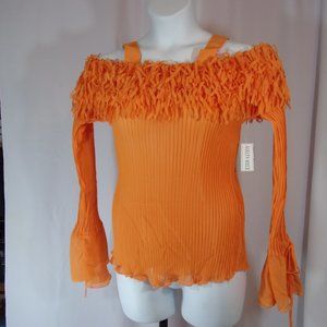 Kaelyn Top Cold Shoulder Eyelash Orange Size 2X